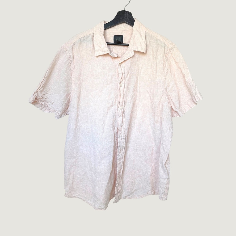 14th & Union Mens Pink Linen Cotton Short Sleeve Button Down Shirt XL